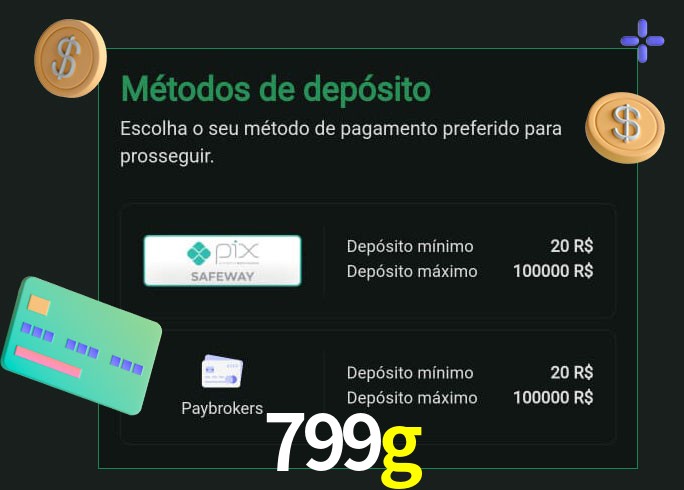 O cassino 799g oferece uma grande variedade de métodos de pagamento